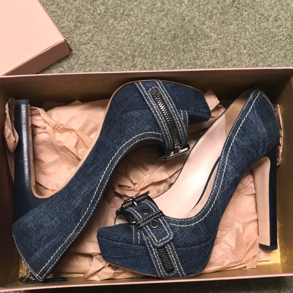 Brand new MIUMIU denim heels